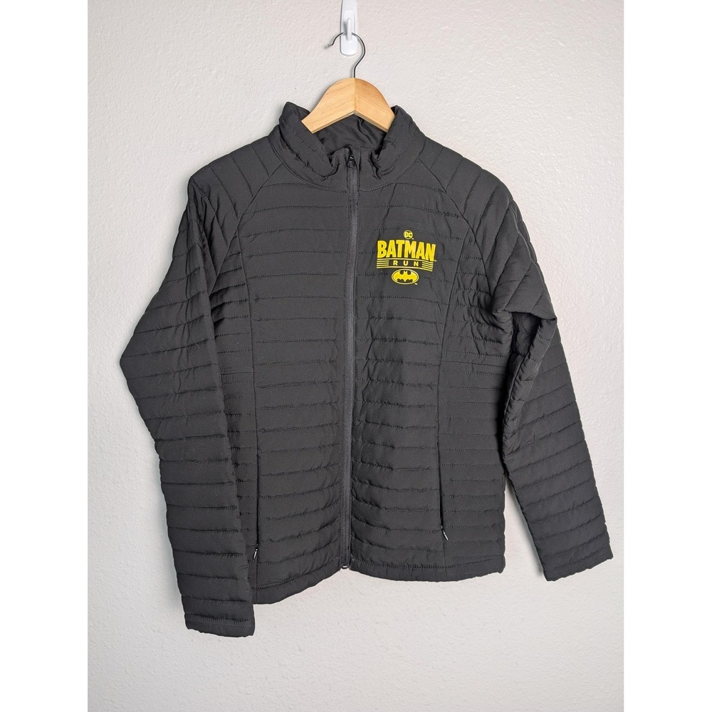 VENTURES ENDURANCE Jacket‎ Womens L Black Quilted Batman Run Logo Collared Short